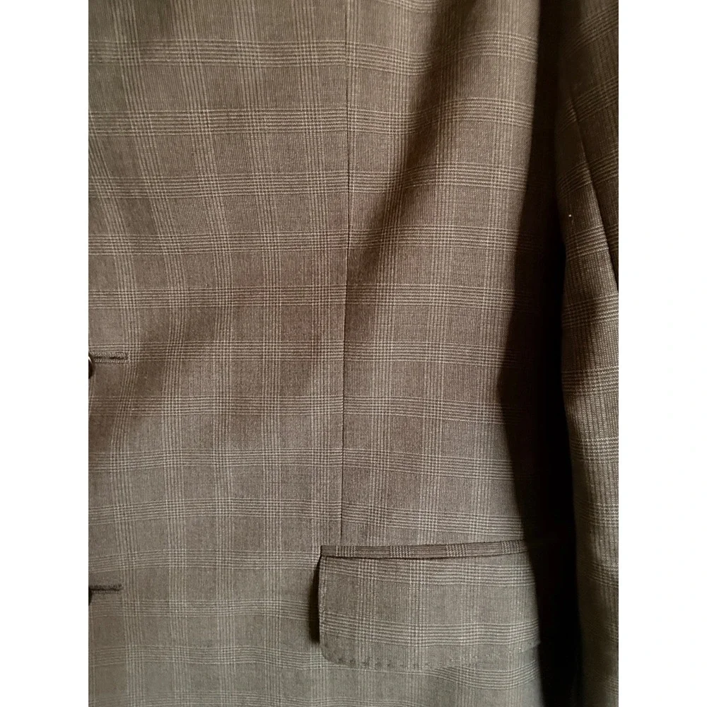 Hugo Boss BOSS Sport Coat Blazer 44L Gray Plaid Super 100 Wool Tailored Fit